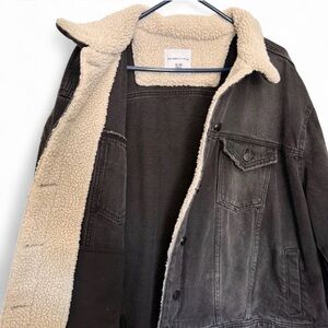 Black Denim Jacket with Sherpa Lining